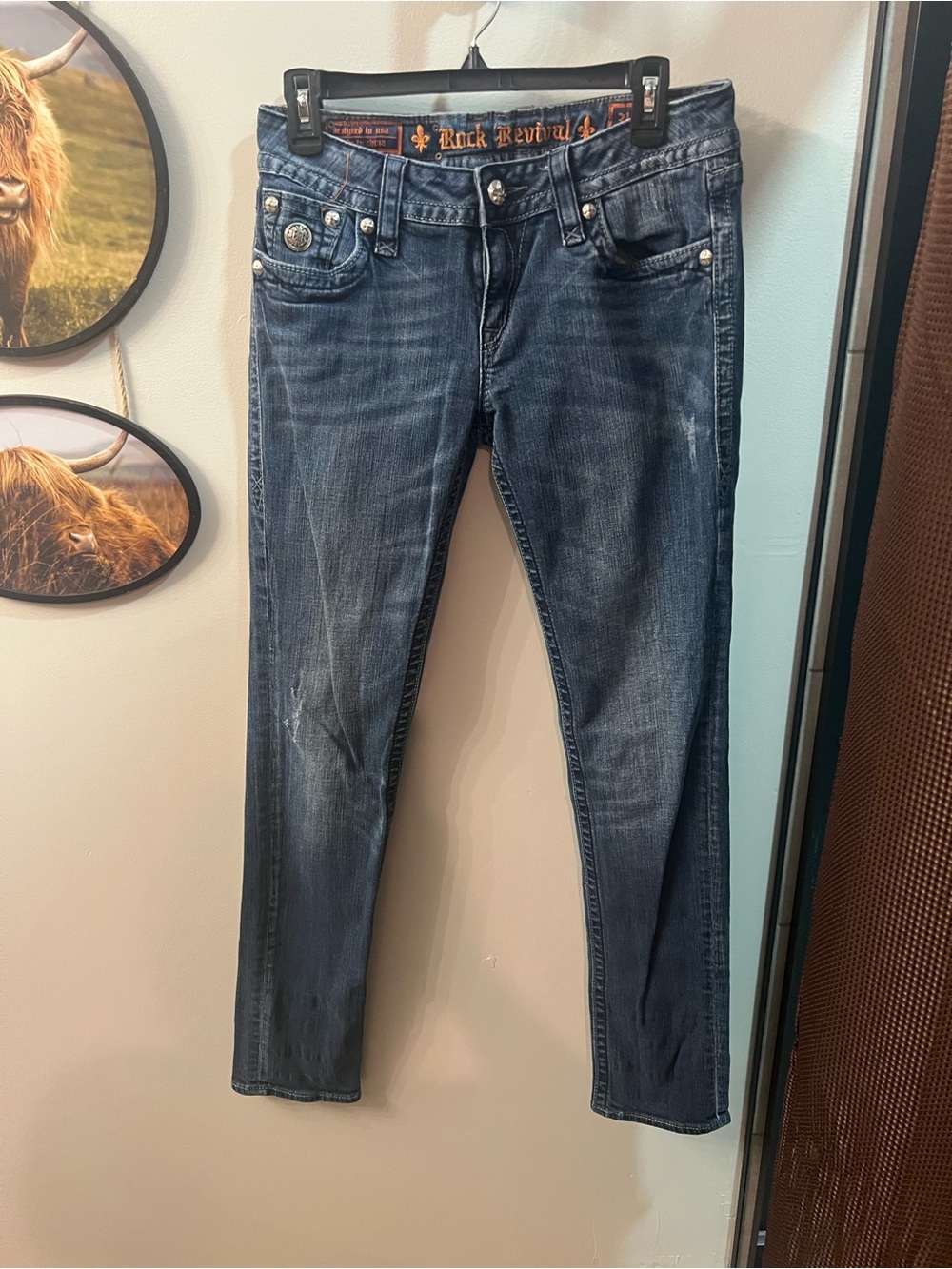 Rock Revival Women's Indigo Skinny Jeans with Faded Detail